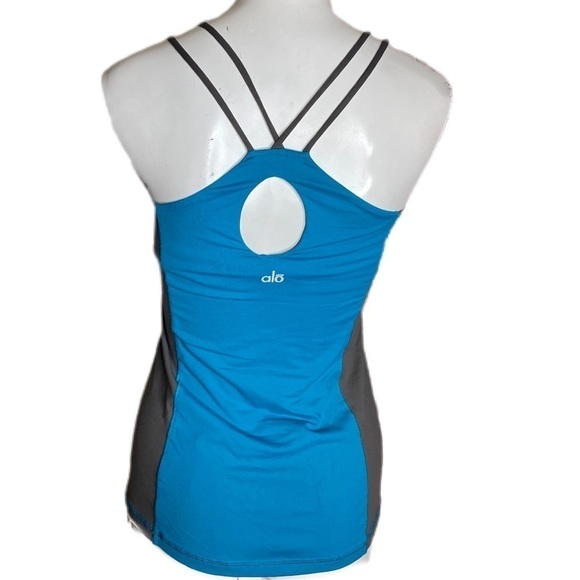 ALO Strappy Tank Karma Colorblock Teal Green /Grey Size Medium - Picture 5 of 10